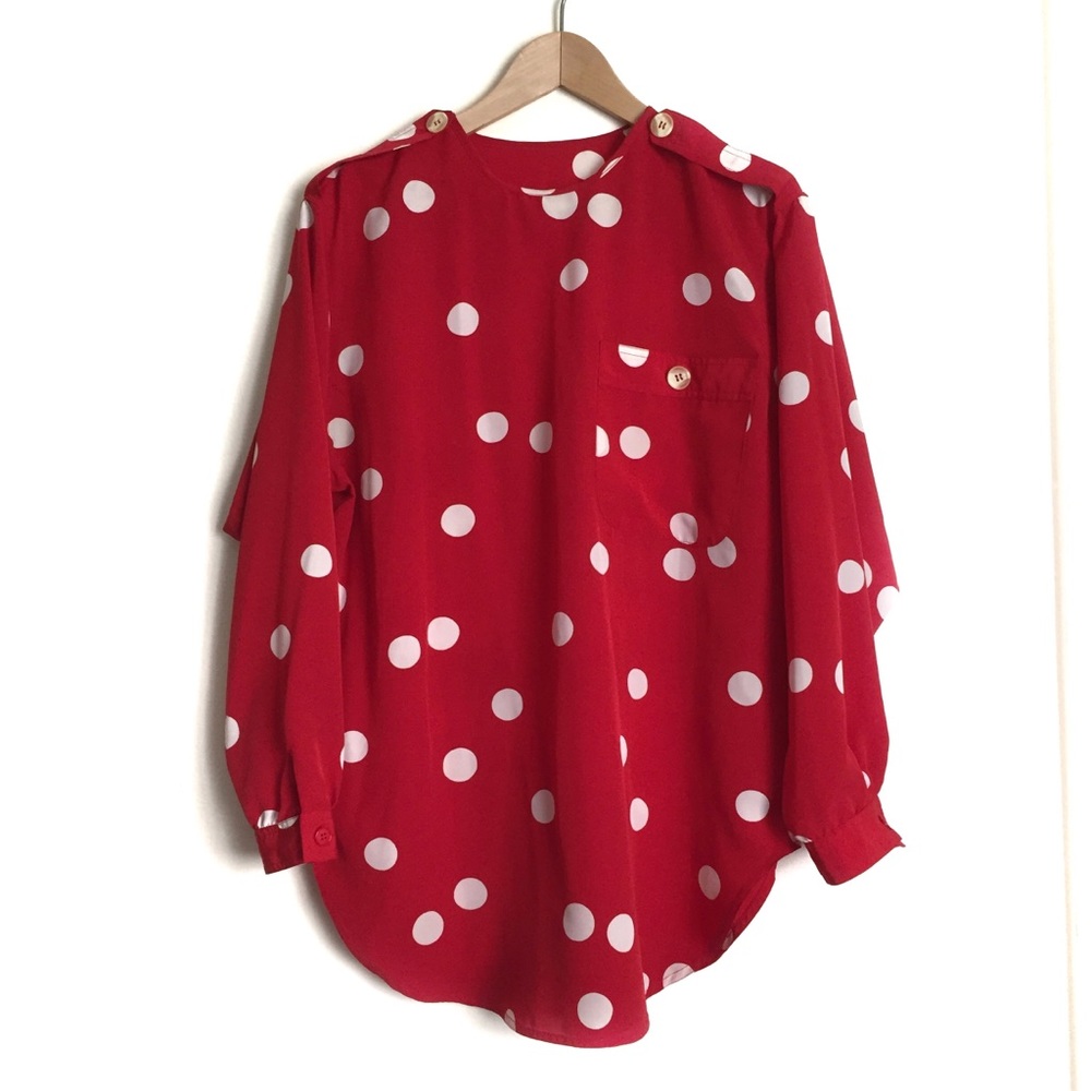 Women's Red Blouses Size 12 Long Sleeve